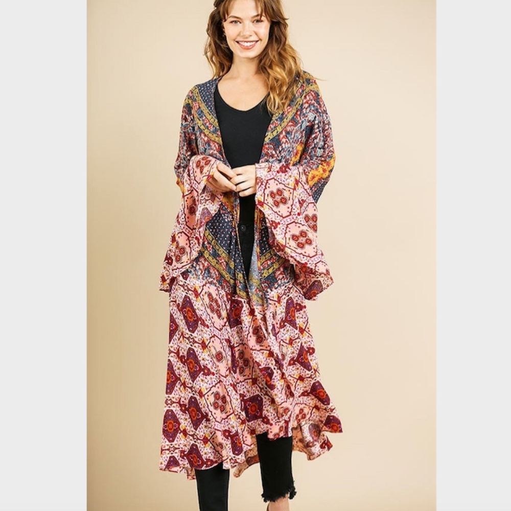 Umgee Gypsy Boho Duster Kimono S - 2X - Picture 5 of 7